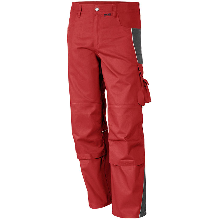 4046987030155 - Arbeitshose pro in rot grau Größe 98 - Bundhose mg 245 g - PROfessionals-Werkstatthose - rot grau - 98 - Qualitex