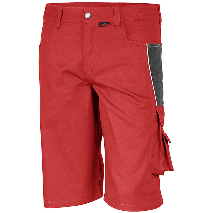 4046987030254 - ArbeitsshortsPRO in rot grau Größe 60 - kurze Arbeitshose mg 245 g - für PROfessionals - rot grau - 60 - Qualitex