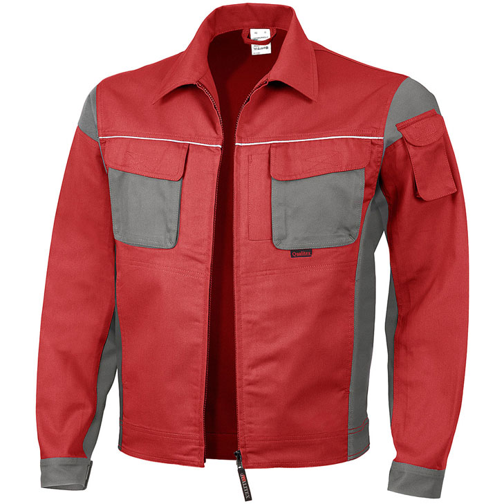 4046987030339 - Arbeitsjacke pro in rot grau Größe 64 - Bundjacke mg 245 g - PROfessionals-Werkstattjacke - rot grau - 64 - Qualitex