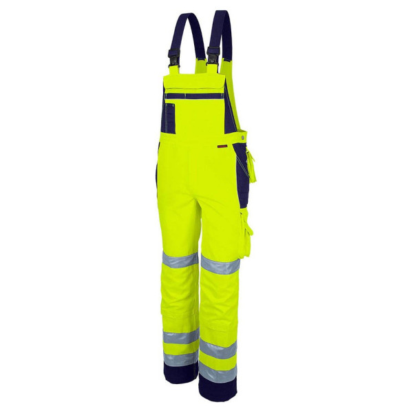 4046987036089 - Arbeitshose pro Warnschutz in warngelb marine Größe 102 - Latzhose - Warnschutz für PROfessionals - warngelb marine - 102 - Qualitex