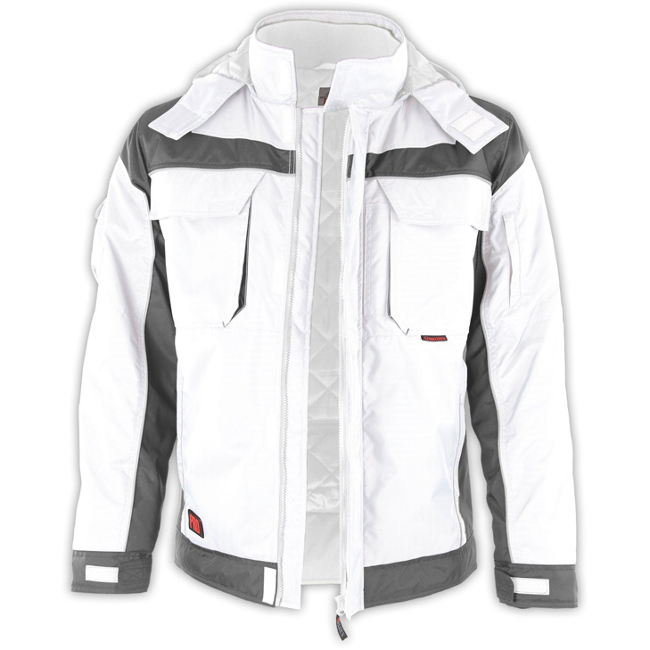 4046987048204 - Arbeitsjacke pro in weiß grau Größe xl - wetterfeste Winterjacke - Arbeitsjacke eisige Tage - weiß grau - xl - Qualitex