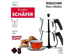 4047125102963 - Teekanne Edelstahl Caydanlik Teekocher Rostfrei Wasser Tee-Kessel Wasserkessel 210L Teekessel 125L Griff Schwarz - Schäfer