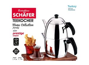 4047125102970 - - Teekanne Caydanlik Teekessel 14 und Wasserkessel 21 Liter 18 10 Edelstahl mit Kunststoffgriff