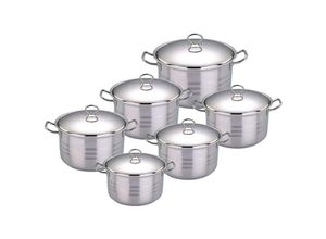 4047125203417 - Hoffmanns - 6er Set Kochtopfset Tencere Seti 12 Teilig 20341 Edelstahl Topf Set 10-27 Liter Spülmaschinenfest