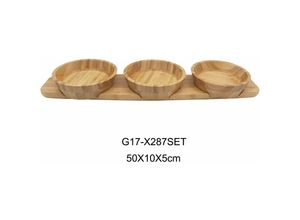 4047125250428 - Bambus Bambusbrett 50 x 10 x 5 cm Snackschalen 4er Set Mantez Servier-Schale für Snacks Dipps Nüsse - Schäfer