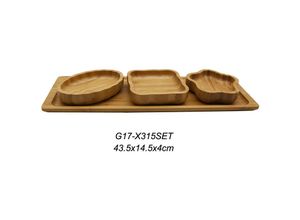 4047125250435 - Bambus Bambusbrett 435 x 145 x 4 cm Snackschalen 4er Set StTrapez Servier-Schale für Snacks Dipps Nüsse - Schäfer