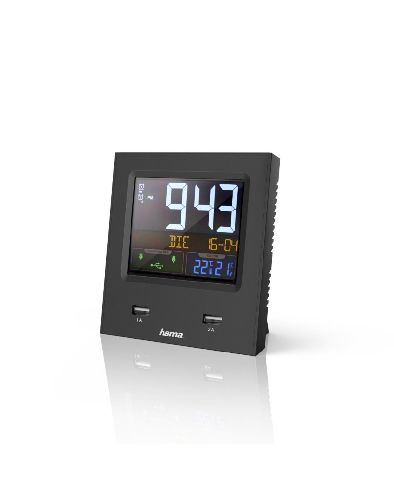 4047443417121 - Dual-USB Radio Alarm Clock with LED Colour Display and USB Charg Func - schwarz