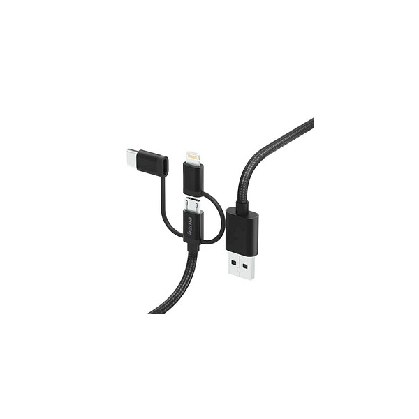 4047443486141 - 3 in 1 Ladekabel mit Adapter schwarz 15 m 4047443486141 hama