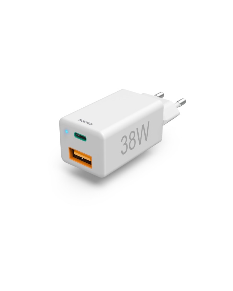 4047443489517 - hama 00201640 Schnellladegerät 1x USB-C PD 1x USB-A QC Mini-Ladegerät 38 W Weiß