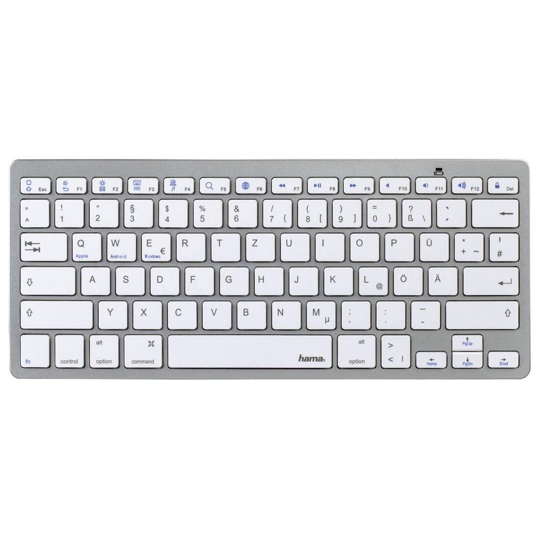 4047443501714 - hama 00125135 Bluetooth®-Tastatur KEY4ALL X510 Silber Weiß QWERTZ