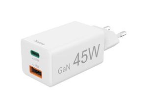 4047443516534 - Schnellladegerät 1x USB-C PD 1x USB-A QC Mini-Ladegerät 45 W Weiß USB-Ladegerät Innenbereich Steckdose Anzahl Ausgänge 2 x USB-A USB-C® Buchse