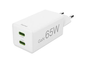 4047443516541 - Schnellladegerät GaN 2x USB-C PD Qualcomm® Mini-Ladegerät 65 W Weiß USB-Ladegerät Innenbereich Steckdose Anzahl Ausgänge 2 x USB-C® Buchse (Power