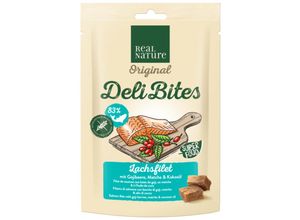 4047777225508 - REAL NATURE Original Deli Bites 150g Lachsfilet mit Gojibeere Matcha & Kokosöl