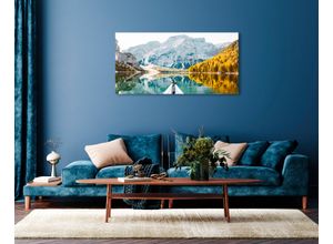 4047809882518 - Acrylglasbild QUEENCE Echo Bilder Gr B H 90 cm x 60 cm Acrylglasbild Landschaft Querformat 1 St blau (blau gelb) Acrylglasbilder