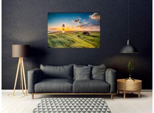 4047809882631 - Acrylglasbild QUEENCE Edgar Bilder Gr B H 80 cm x 60 cm Acrylglasbild Landschaft Querformat 1 St gelb (gelb blau) Acrylglasbilder