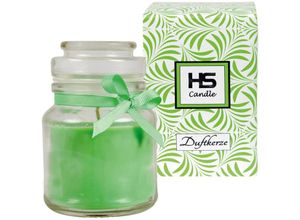 4047958330229 - Duftkerze Coconut-Limes im Glas Kerze 10cm x Ø7cm in Geschenkbox 120gr Wachs - Brenndauer ca 30 Stunden Duft Kerze BonBon Glas mit Deckel - Grün