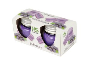 4047958330267 - Hs Candle - Duftkerze im Glas Macaron mit Deckel 2er Pack mit je ca 7 Std Brenndauer Höhe 5cm Ø6cm - Blueberry