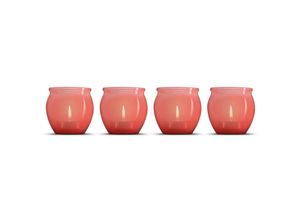 4047958330359 - Hs Candle - 4 x Windlichter ( Apricot ) inkl Teelicht Teelichthalter für drinnen und draußen 6cm x 6cm - Windlicht Gläser zur Deko - Apricot