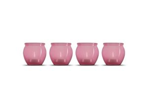 4047958330366 - 4 x Windlichter ( Rosa ) inkl Teelicht Teelichthalter für drinnen und draußen 6cm x 6cm - Windlicht Gläser zur Deko - Rosa