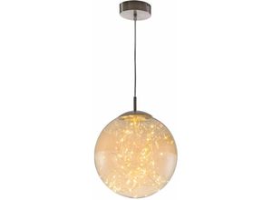 4048194045762 - Nino Leuchten - Pendellampe Kugelleuchte Hängelampe rund Schlafzimmerleuchte led Lichterkette Glas amberfarben 10W 800L DxH 25x150 cm nino