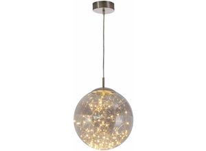 4048194045809 - Pendellampe Deckenleuchte Lichterkette Hängelampe Wohnzimmerleuchte Kugelform aus Glas rauchgrau Metall rund 1xLED 12 Watt 960 Lumen Nino 34153002