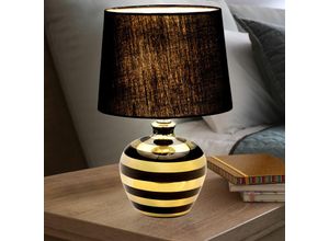 4048194064237 - Nino - Keramik Tisch Lampe Wohn Arbeits Zimmer Beleuchtung Textil Leuchte schwarz gold 52200145