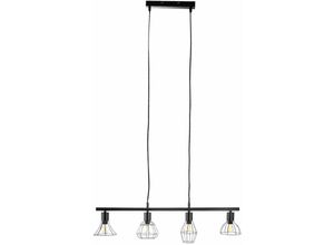 4048194066491 - Nino - Pendelleuchte Deckenlampe Gitteroptik Wohnzimmerleuchte Esstisch Industrial schwarz Käfig 4-flammig Metall E14 BxH 75x150 cm 31450408