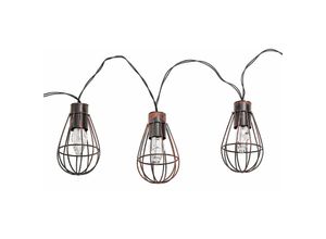 4048194070344 - LED-Lichterkette NINO LEUCHTEN Napoli Lichterketten Gr Flammen 10 St Kabellänge 380 m x Gesamtlänge 200 m braun (rostbraun) Lichterketten und Lichtschlauch Solar Lichterkette 10 Mini - Laternen