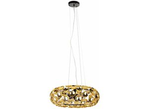 4048194072744 - Pendelleuchte Deckenlampe höhenverstellbar Hängeleuchte Wohnzimmerlampe Retro gold 3-flammig oval Acryldekor 3xE14 DxH 48x150 cm 31080345