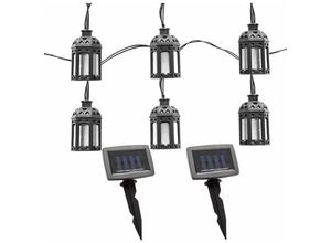 4048194086789 - Nino - Lichterkette Solarleuchten Aussen led Solarlampe Gartenlampe Dekoration in Laternenform Kunststoff schwarz led warmweiß l 200 cm 2er Set