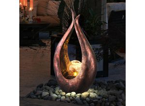 4048194086802 - Gartendeko LED Solarlampe Skulptur bronze Dekoleuchte Außenlampe Bruchglas Kugel BxHxT 25 x 475 x 13 cm 2er Set