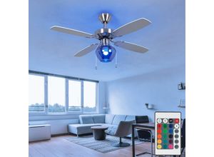 4048194087014 - Deckenventilator Deckenleuchte Ventilator Wohnzimmerlampe Lüfter Glas rauchfarben 3 Stufen Zugschalter Fernbedienung rgb led 85W 806Lm warmweiß