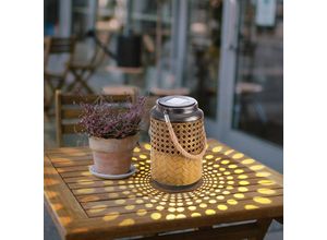 4048194087106 - Nino - Outdoorleuchte Solar Laterne Bambus Außen Boho Deko Solarleuchte Solarlaternen für Außen Garten hängend stehend led DxH 12x16cm