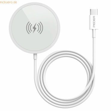 4048466958875 - PEDEA PEDEA Wireless magnetic Charging Pad 15W - USB-C silber weiß