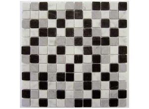 4048527000420 - Mosaikfliese Marmor 30 x 30 cm schwarz-grau Steinmaß ca 23 x 23 cm