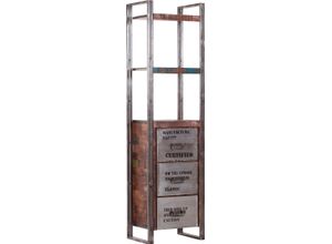 4048559339994 - Regal Titan Regale Gr B H T 55 cm x 200 cm x 40 cm braun (antikbraun) Standregal Büroregal Standregale Regale moderne Kombination aus Metall und Massivholz