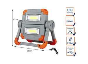 4048599114360 - - led Arbeitsleuchte 2x 10 Watt mit Akku Powerbank & usb Ladekabel