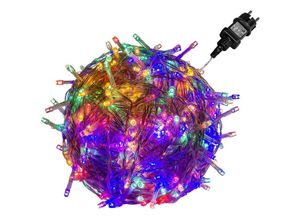 4048821568565 - VOLTRONIC® Lichterkette - 10m 100 LED IP44 für Außen mit Strom 5m Netzkabel Wetterfest Bunt - LED Kupferdraht Balkon Garten Weihnachten