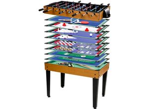 4048821603242 - GAMES PLANET® Multi Spieltisch - 15 in 1 Billard Poker Tischtennis inkl Zubehör Helles Holz - Multifunktionstisch Spiel Tischfußballspiel