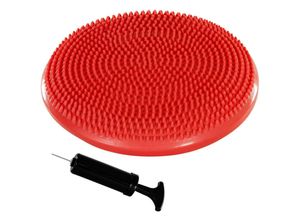 4048821630644 - Movit® Balancekissen - Orthopädisch Ø 33 cm mit Nopen Pumpe Rund für Physiotherapie Reha Gymnastik Yoga Rot - Ballsitzkissen