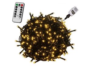 4048821745522 - VOLTRONIC® Lichterkette - 10 m 100 LED IP44 für Außen Strom 5m Netzkabel Wetterfest Warmweiß - LED Kupferdraht Balkon Garten Weihnachten