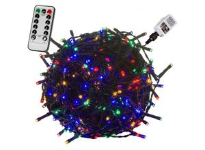 4048821745539 - VOLTRONIC® Lichterkette - 10 m 100 LED IP44 für Außen Strom 5m Netzkabel Wetterfest Bunt - LED Kupferdraht Balkon Garten Weihnachten