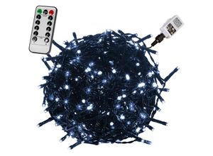 4048821745560 - VOLTRONIC® Lichterkette - 10 m 100 LED IP44 für Außen Strom 5m Netzkabel Wetterfest Kaltweiß - LED Kupferdraht Balkon Garten Weihnachten