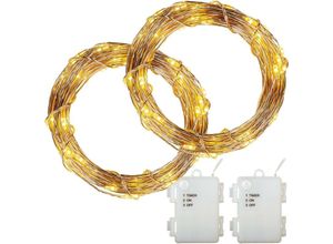 4048821770197 - VOLTRONIC® 2Set 50 LED Lichterkette Draht warmweiß Batt