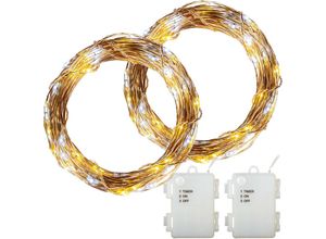 4048821770227 - 2Set 50 led Lichterkette Draht warm kaltBatt - Voltronic