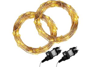 4048821770326 - VOLTRONIC 2Set 100LED Lichterkette Draht warmweiß Adapter