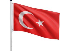 4048821786099 - FLAGMASTER® Fahnenmast - inkl Fahne Türkei 6m Stabil Aluminium Höhenverstellbar mit Bodenhülse Tragbar - Teleskop Flaggenmast Mast