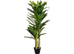 4048821841002 - Plantasia - Künstlicher Drachenbaum 120 cm Echtholzstamm 81 Blätter und 3 Stämme