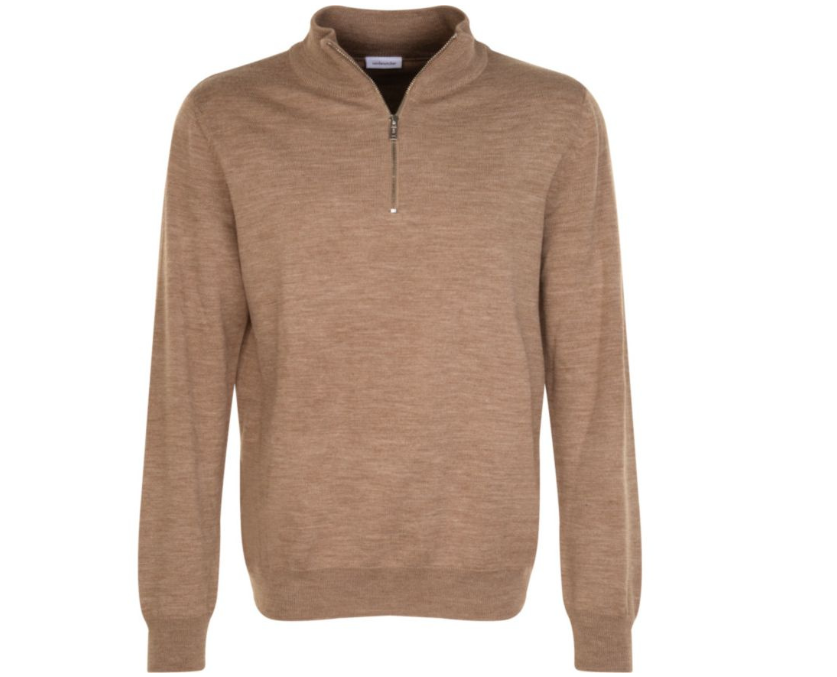 4048872554760 - Seidensticker - Pullover mit Viertel-Reißverschluss für Männer - beige melange - Größe XXL - 100% Merinowolle