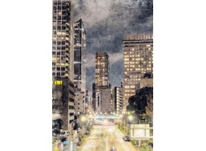 4049009068488 - Leinwandbild QUEENCE Stadt Wolkenkratzer Bilder Gr B H T 60 cm x 90 cm x 2 cm grau Leinwandbilder Bilder